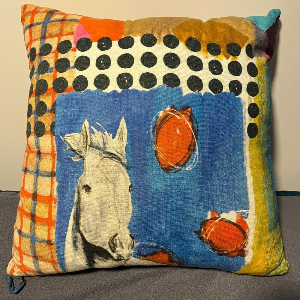 Printed Goods x Anthropologie Horse Cotton Couch Pillow Large Square